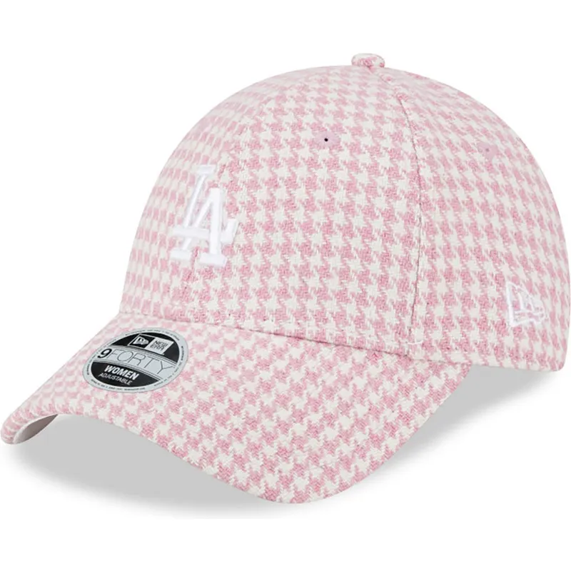 shapka-izvita-roza-reguliruem-9forty-houndstooth-na-los-angeles-dodgers-mlb-ot-new-era