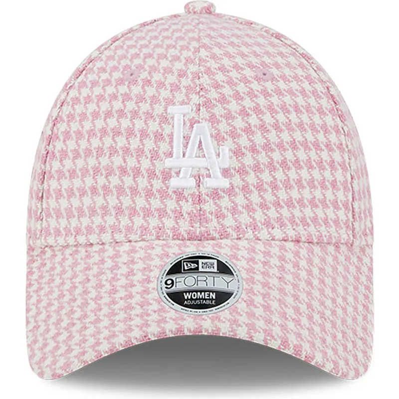 shapka-izvita-roza-reguliruem-9forty-houndstooth-na-los-angeles-dodgers-mlb-ot-new-era