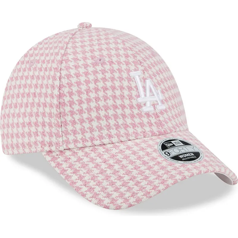 shapka-izvita-roza-reguliruem-9forty-houndstooth-na-los-angeles-dodgers-mlb-ot-new-era