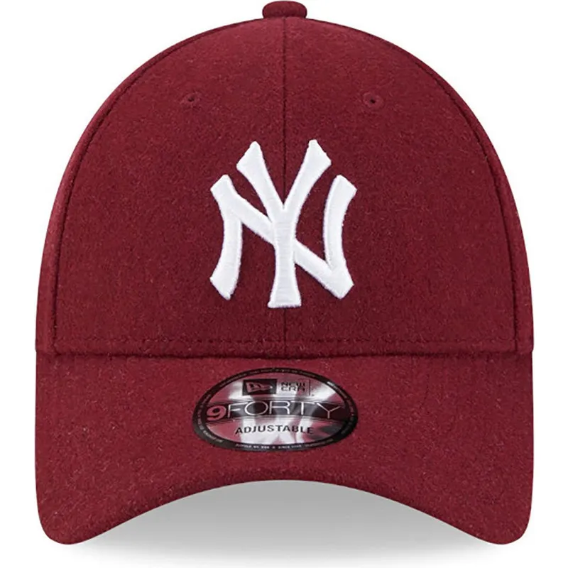 shapka-izvita-chervena-reguliruem-9forty-essential-melton-wool-na-new-york-yankees-mlb-ot-new-era