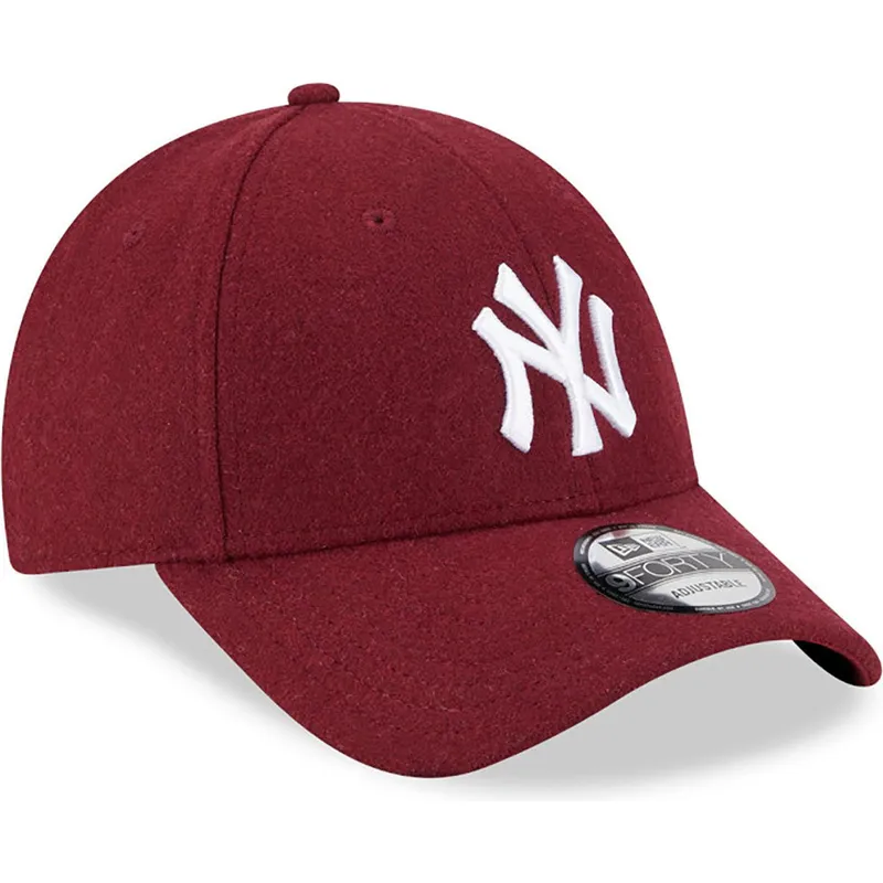 shapka-izvita-chervena-reguliruem-9forty-essential-melton-wool-na-new-york-yankees-mlb-ot-new-era