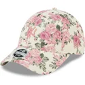 beige-verstellbare-kappe-mit-rosa-logo-fur-damen-9forty-floral-cord-new-york-yankees-mlb-von-new-era