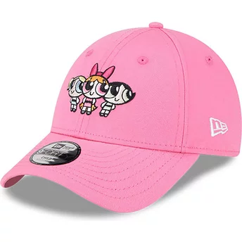 New Era Curved Brim Youth Blossom, Bubbles, and Buttercup 9FORTY The Powerpuff Girls Pink Adjustable Cap