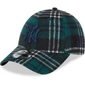 verstellbare-grune-kappe-mit-gebogenem-schirm-und-blauem-logo-9forty-check-der-new-york-yankees-mlb-von-new-era