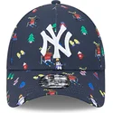 new-era-9forty-festive-new-york-yankees-mlb-verstellbare-kinderkappe-mit-gebogenem-schirm-in-marineblau