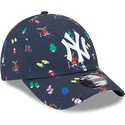 new-era-9forty-festive-new-york-yankees-mlb-verstellbare-kinderkappe-mit-gebogenem-schirm-in-marineblau