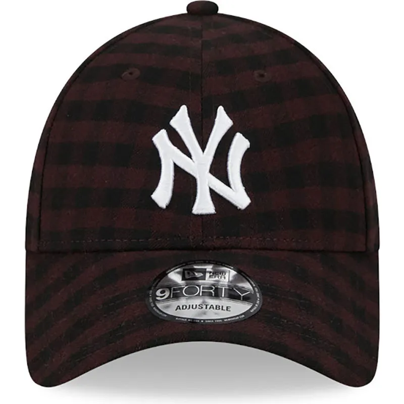 braune-verstellbare-curved-cap-9forty-flannel-der-new-york-yankees-mlb-von-new-era
