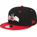 schwarze-und-rote-snapback-kappe-9fifty-von-silvestre-looney-tunes-von-new-era