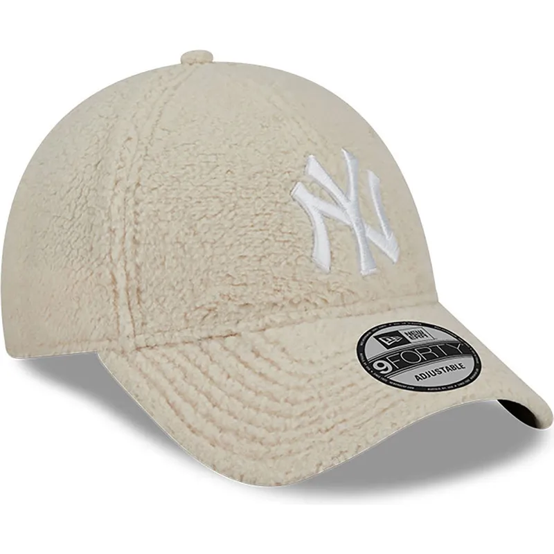 shapka-izvita-bezhov-reguliruem-9forty-teddy-na-new-york-yankees-mlb-ot-new-era