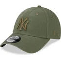 new-era-curved-brim-green-logo-9forty-washed-canvas-new-york-yankees-mlb-green-adjustable-cap