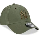 grune-verstellbare-kappe-mit-gebogenem-schirm-und-grunem-logo-9forty-washed-canvas-der-new-york-yankees-mlb-von-new-era