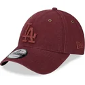 verstellbare-gebogene-kappe-in-bordeaux-mit-bordeaux-logo-9forty-washed-canvas-der-los-angeles-dodgers-mlb-von-new-era