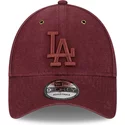casquette-courbee-grenat-ajustable-avec-logo-grenat-9forty-washed-canvas-los-angeles-dodgers-mlb-new-era