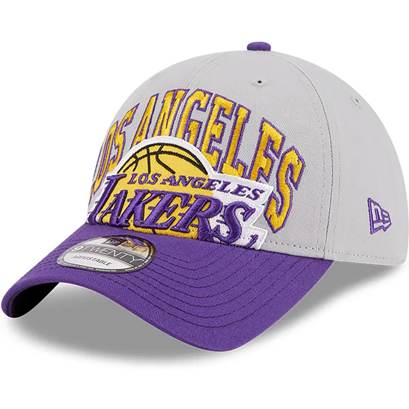 gra-og-violet-justerbar-kurvet-kasket-9twenty-tip-off-2023-fra-los-angeles-lakers-nba-fra-new-era