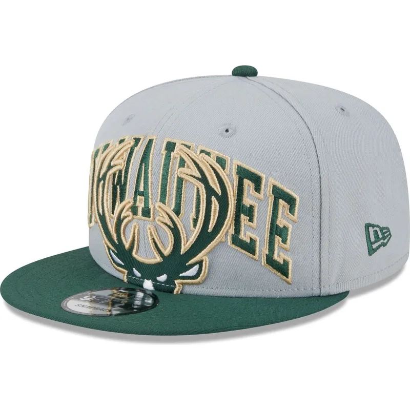shapka-ploska-siv-snapbek-9fifty-tip-off-2023-na-milwaukee-bucks-nba-ot-new-era
