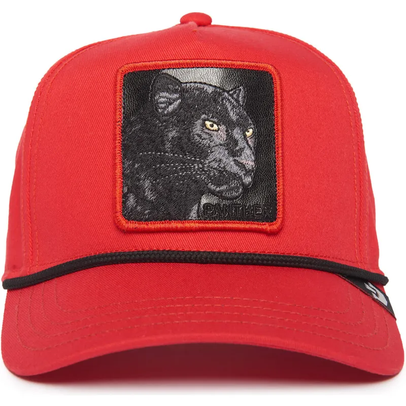 rote-snapback-cap-mit-gebogenem-schirm-panther-100-the-farm-all-over-canvas-von-goorin-bros