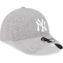 new-era-curved-brim-9twenty-herringbone-new-york-yankees-mlb-grey-adjustable-cap