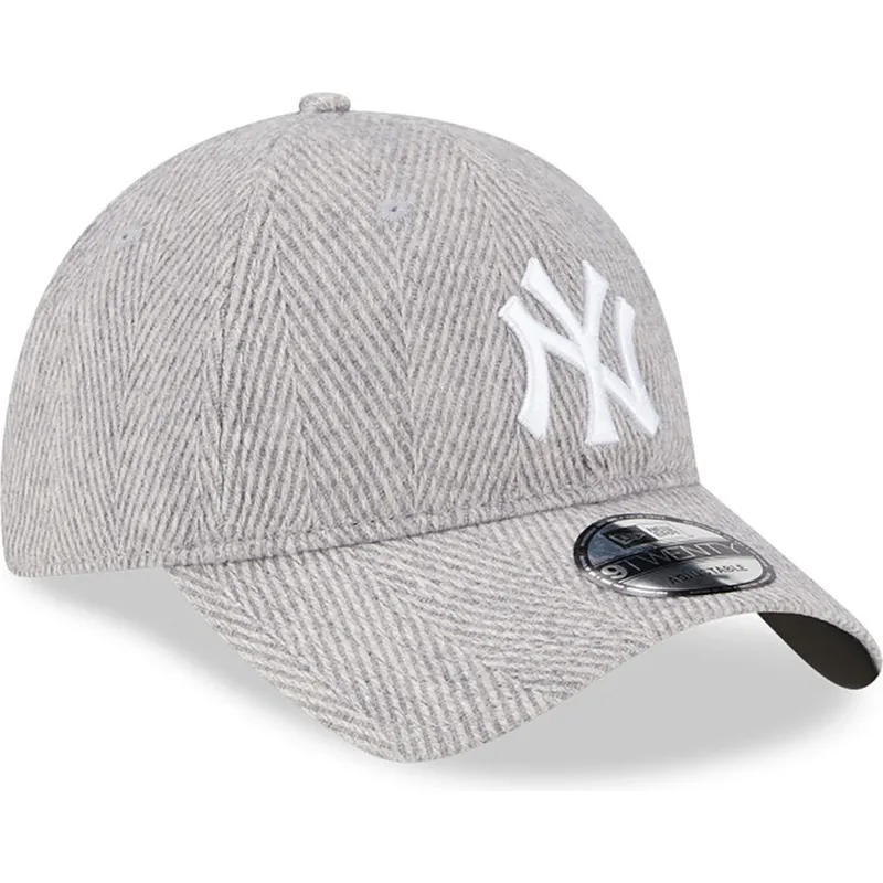shapka-izvita-siv-reguliruem-9twenty-herringbone-na-new-york-yankees-mlb-ot-new-era