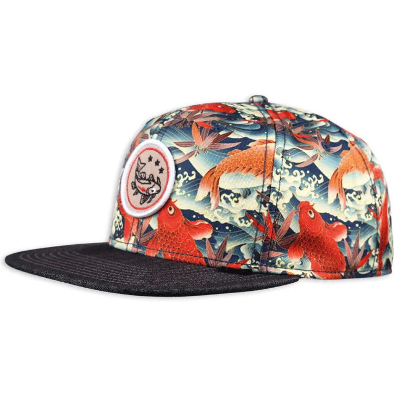 shapka-ploska-mnogocveten-snapbek-koi-linen-ot-djinns