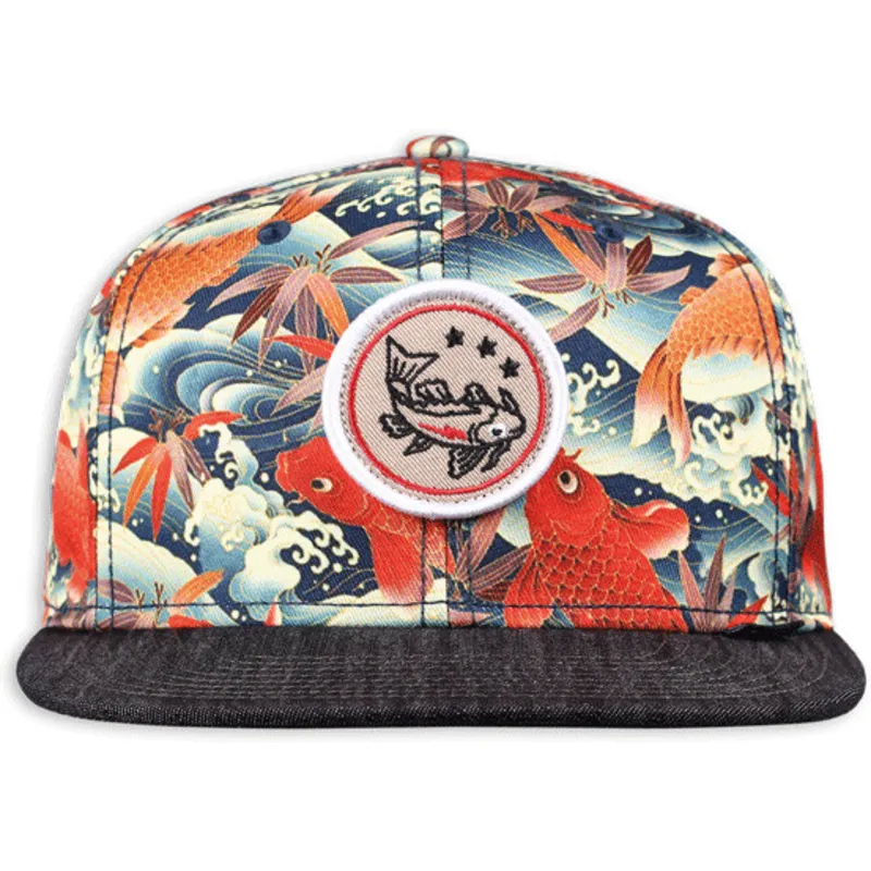 shapka-ploska-mnogocveten-snapbek-koi-linen-ot-djinns