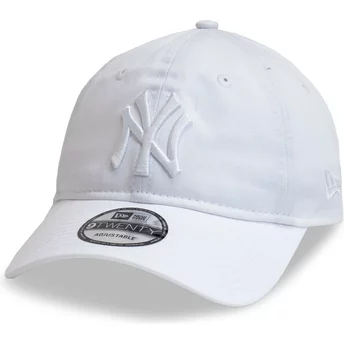 New Era Curved Brim White Logo 9TWENTY League Essential New York Yankees MLB White Adjustable Cap