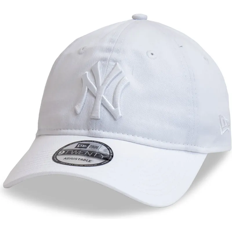 weisse-verstellbare-curved-cap-mit-weissem-logo-9twenty-league-essential-der-new-york-yankees-mlb-von-new-era