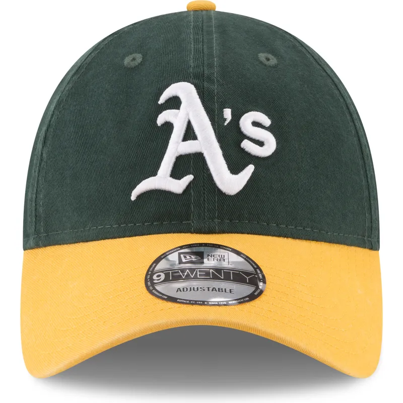 justerbar-gron-og-gul-buet-kasket-9twenty-core-classic-fra-oakland-athletics-mlb-fra-new-era
