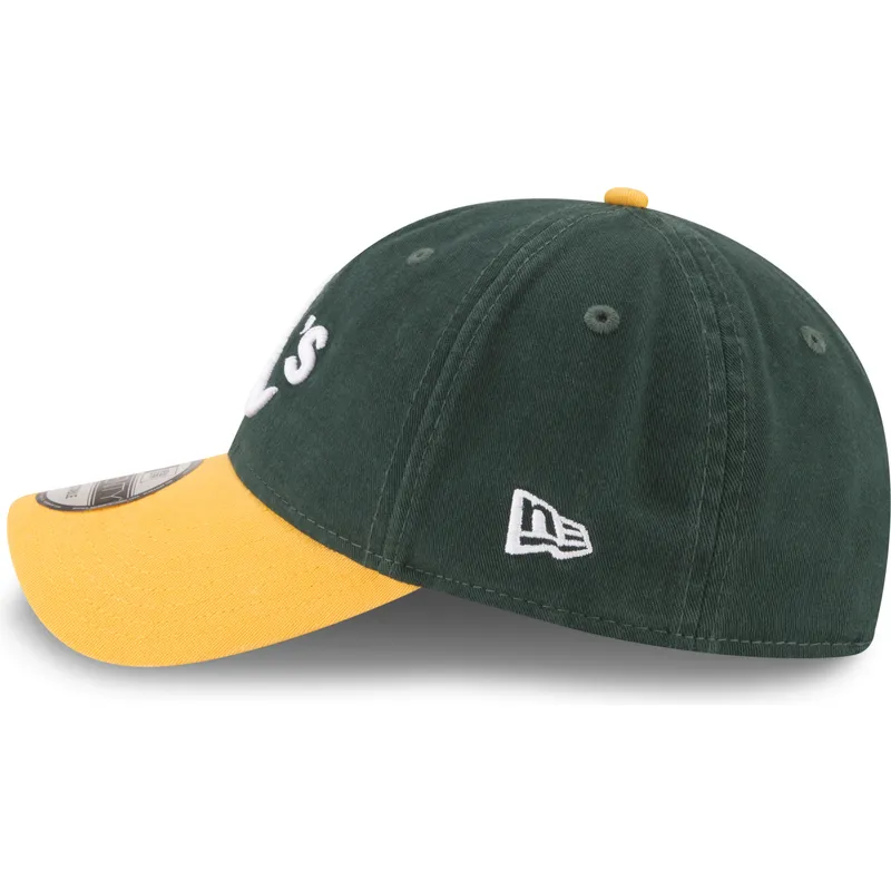 justerbar-gron-og-gul-buet-kasket-9twenty-core-classic-fra-oakland-athletics-mlb-fra-new-era
