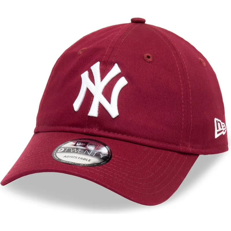 dunkelrote-verstellbare-curved-cap-9twenty-league-essential-der-new-york-yankees-mlb-von-new-era