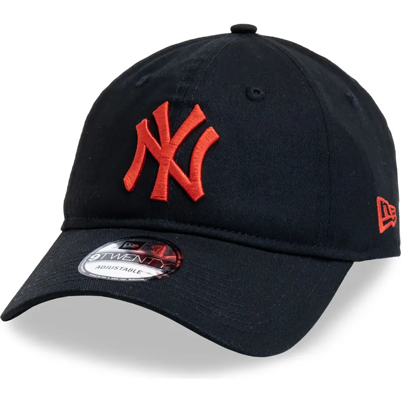 sort-justerbar-buet-kasket-med-rodt-logo-9twenty-league-essential-new-york-yankees-mlb-fra-new-era
