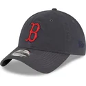 gra-justerbar-curved-kasket-med-rodt-logo-9twenty-core-classic-fra-boston-red-sox-mlb-fra-new-era