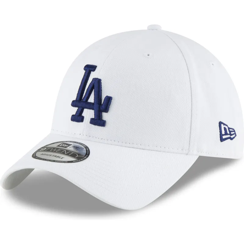 hvid-justerbar-kurvet-kasket-med-blat-logo-9twenty-core-classic-fra-los-angeles-dodgers-mlb-fra-new-era