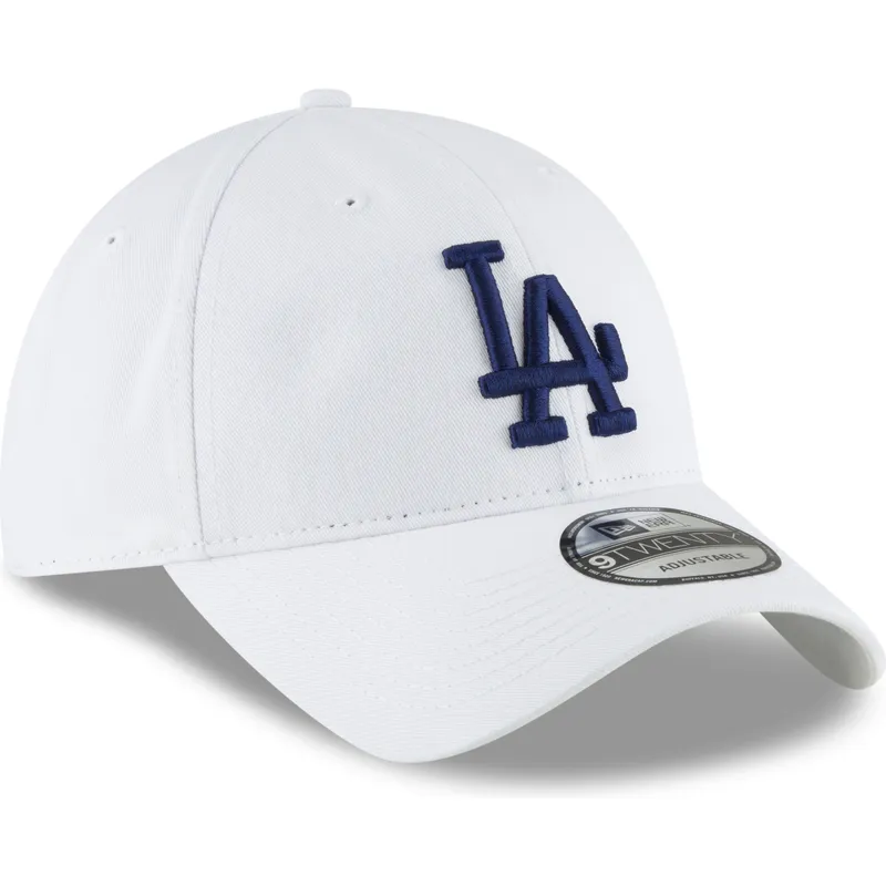 hvid-justerbar-buet-kasket-med-blat-logo-9twenty-core-classic-fra-los-angeles-dodgers-mlb-fra-new-era