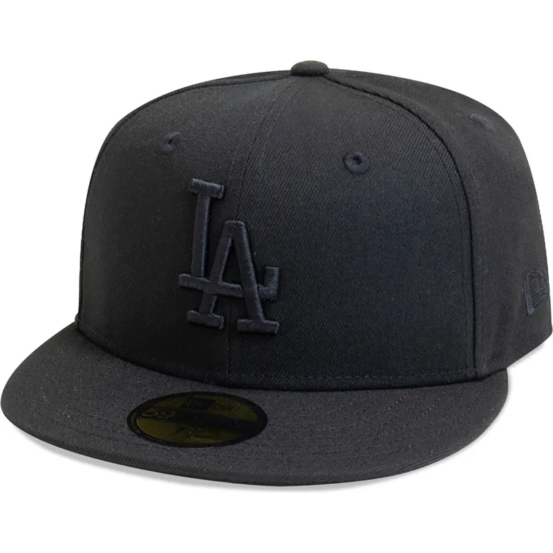 sort-justerbar-fladskaerm-med-sort-logo-59fifty-league-essential-af-los-angeles-dodgers-mlb-fra-new-era