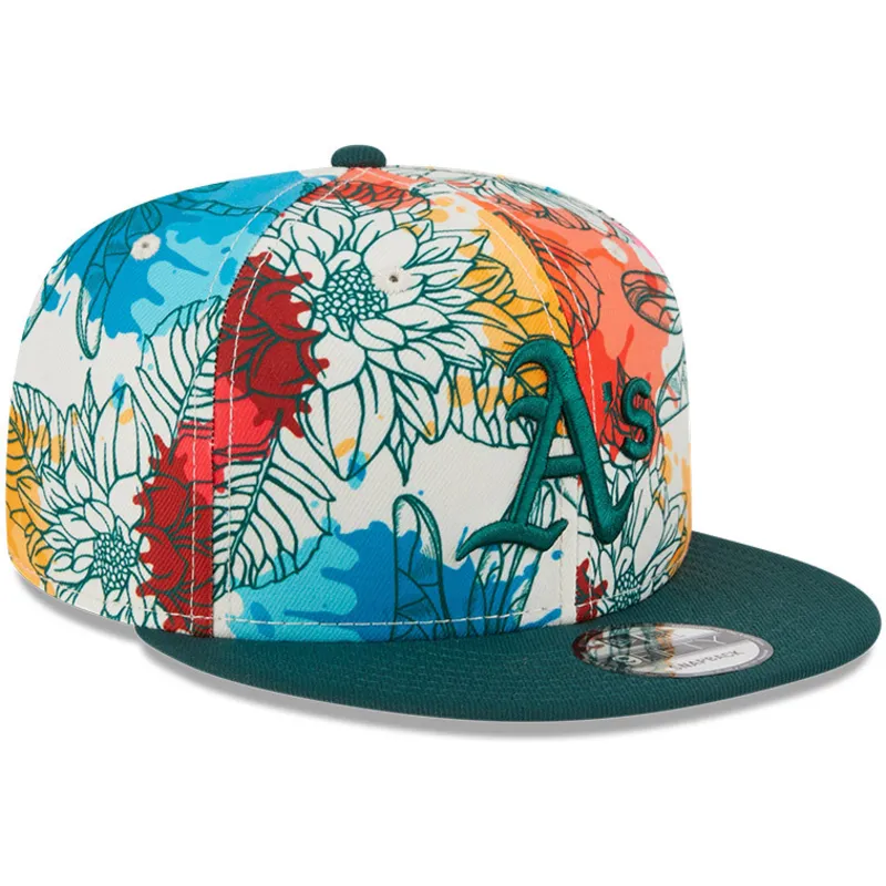 shapka-ploska-mnogocveten-snapbek-9fifty-spring-na-oakland-athletics-mlb-ot-new-era