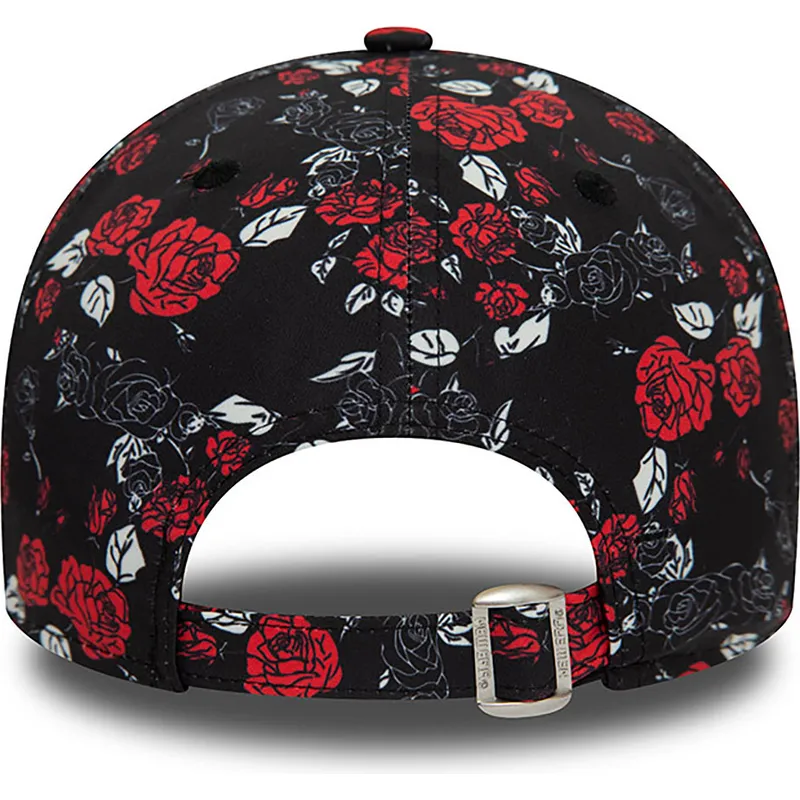 schwarze-und-rote-verstellbare-curved-cap-9forty-floral-all-over-print-von-manchester-united-football-club-premier-league-von-ne