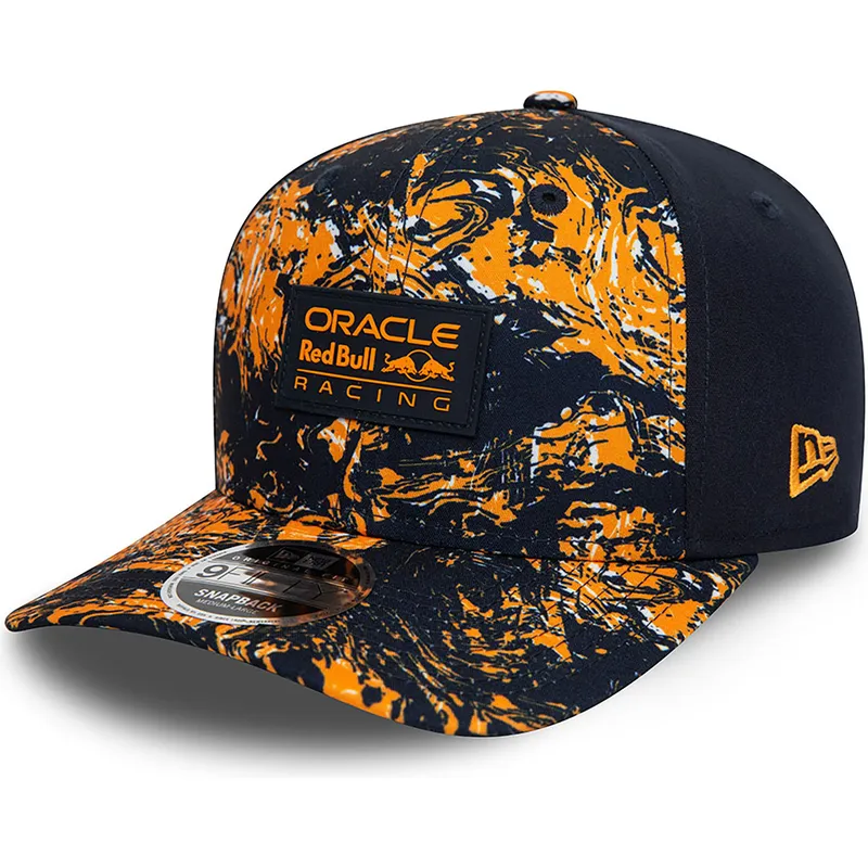 shapka-izvita-oranzhev-snapbek-9fifty-all-over-print-na-red-bull-racing-formula-1-ot-new-era