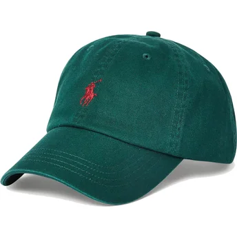 Polo Ralph Lauren Шапка с Извита Козирка Червено Лого Cotton Chino Classic Sport Тъмнозелена Регулируема