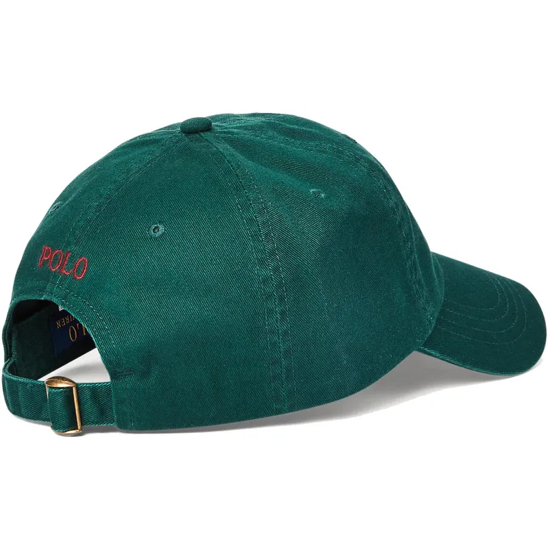polo-ralph-lauren-shapka-s-izvita-kozirka-cherveno-logo-cotton-chino-classic-sport-tmnozelena-reguliruema