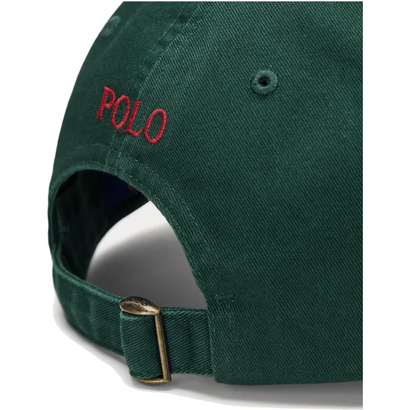 polo-ralph-lauren-shapka-s-izvita-kozirka-cherveno-logo-cotton-chino-classic-sport-tmnozelena-reguliruema