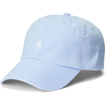 Polo Ralph Lauren Шапка с Извита Козирка Бяло Лого Cotton Chino Classic Sport Светлосиня Регулируема