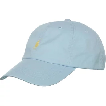 Polo Ralph Lauren Curved Brim Yellow Logo Cotton Chino Classic Sport Light Blue Adjustable Cap