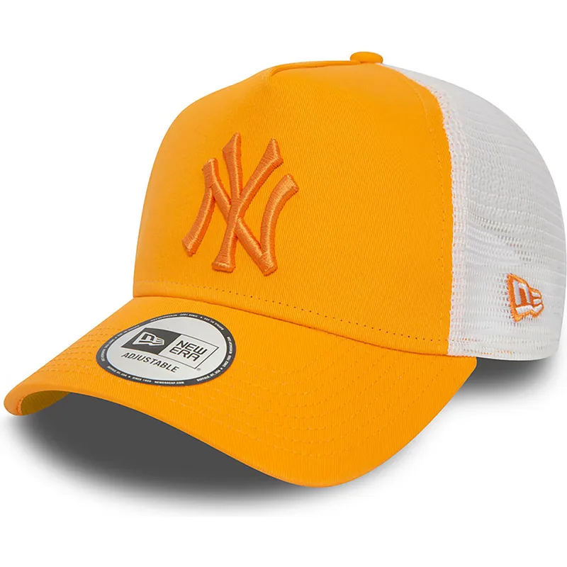 shapka-izvita-traker-oranzhev-snapbek-a-frame-league-essential-na-new-york-yankees-mlb-ot-new-era