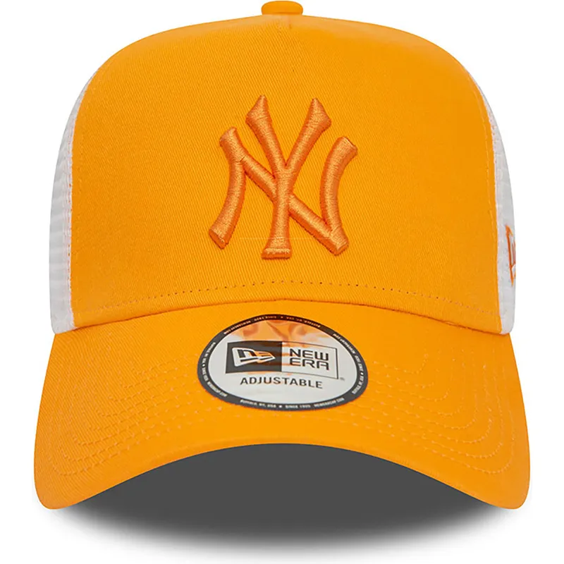 shapka-izvita-traker-oranzhev-snapbek-a-frame-league-essential-na-new-york-yankees-mlb-ot-new-era