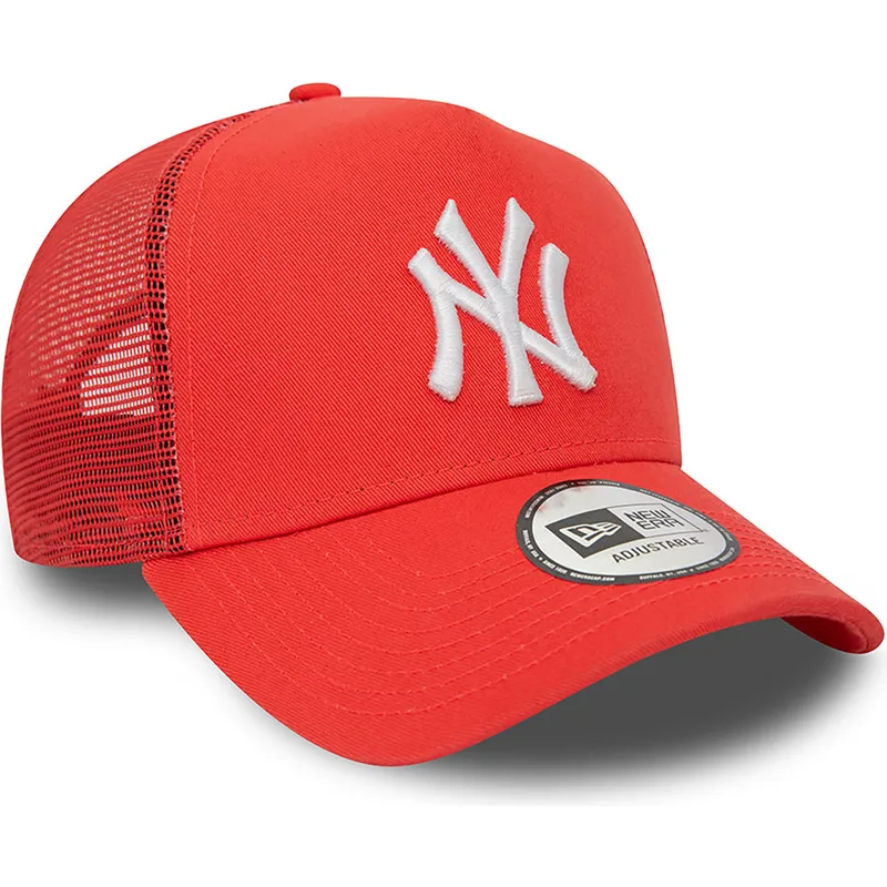 shapka-izvita-traker-chervena-snapbek-a-frame-league-essential-na-new-york-yankees-mlb-ot-new-era