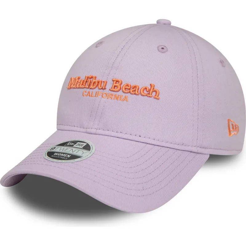 shapka-izvita-violetka-reguliruem-9twenty-wordmark-na-malibu-beach-california-ot-new-era