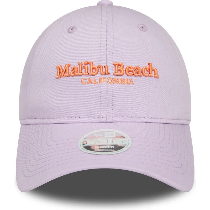 shapka-izvita-violetka-reguliruem-9twenty-wordmark-na-malibu-beach-california-ot-new-era