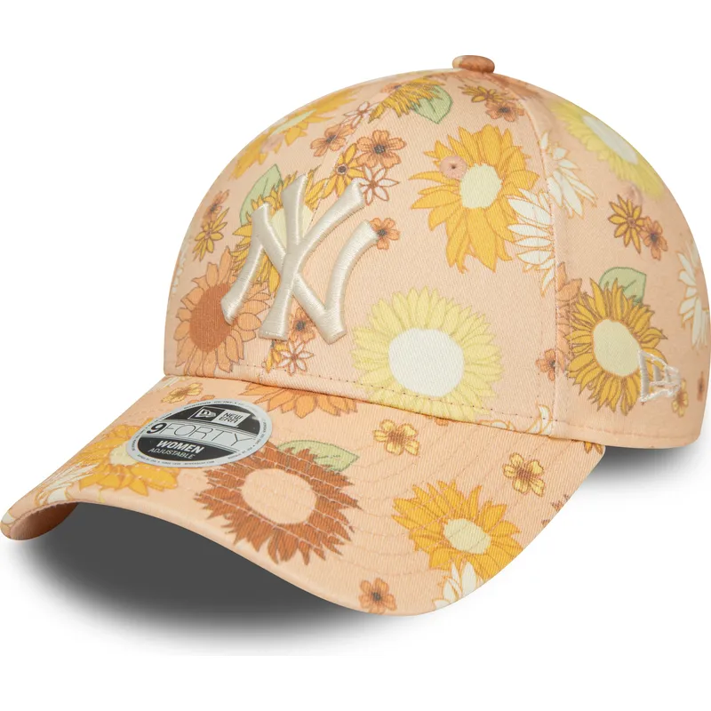 shapka-izvita-oranzhev-reguliruem-9forty-floral-all-over-print-na-new-york-yankees-mlb-ot-new-era