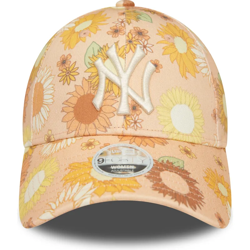 shapka-izvita-oranzhev-reguliruem-9forty-floral-all-over-print-na-new-york-yankees-mlb-ot-new-era