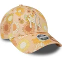 new-era-new-york-yankees-mlb-9forty-floral-all-over-print-damen-verstellbare-orangefarbene-curved-cap